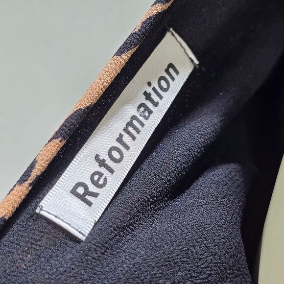 Reformation Black and Tan Leapard Print Dress (Rack8) - Picture 6 of 7